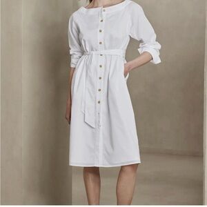 Banana Republic White Button Up Midi Dress Womens Size Large New With Tag Cotton